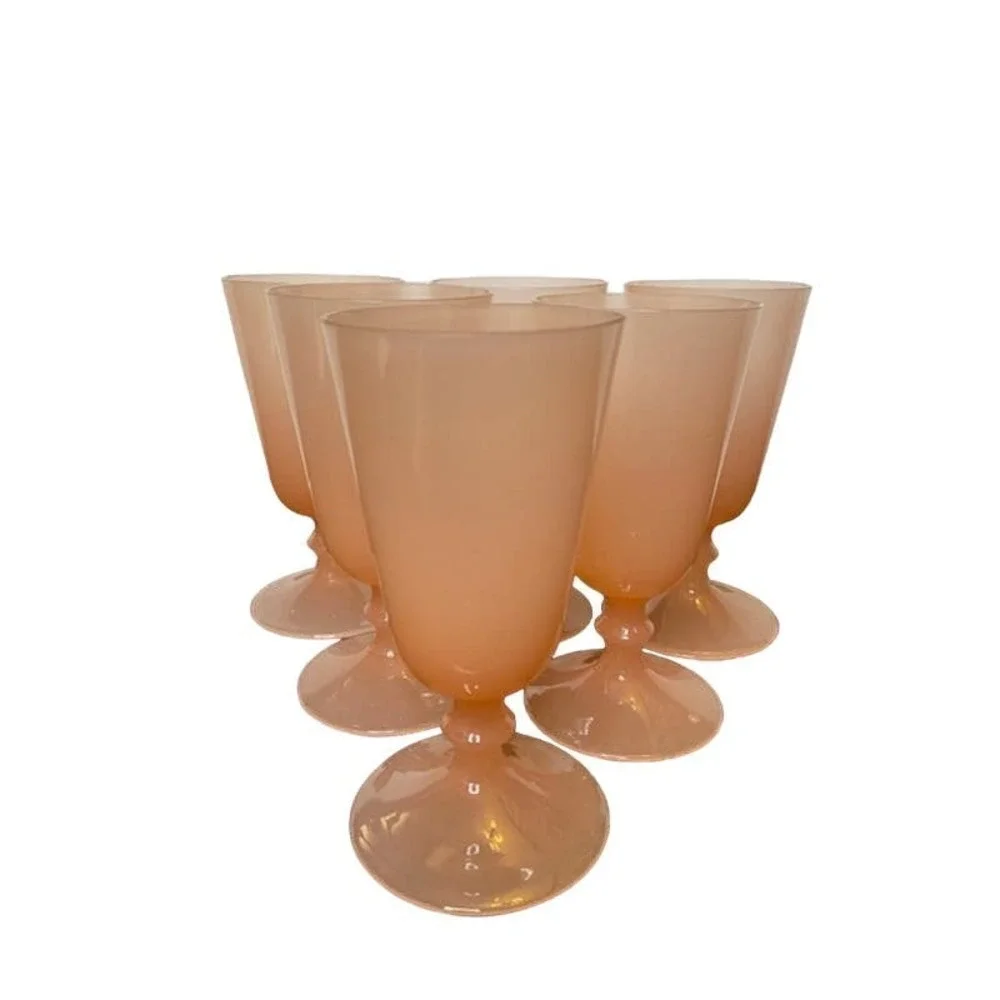 Pink Opaline Water or Wine Goblets | Set of 6‎